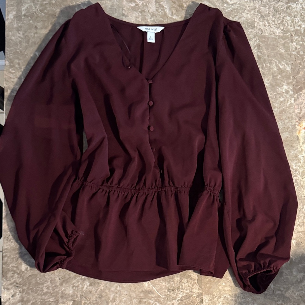 Nine West Deep Burgundy Blouse